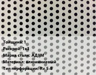 Лист перфорированный 1 1х3 Марка: АД1М алюминиевый Rv 5-8